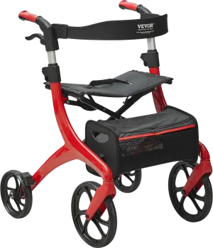 Vevor Rollator Walker Folding 300 lbs. Capacity with 4 Wheels and Storage Bag Aluminum New