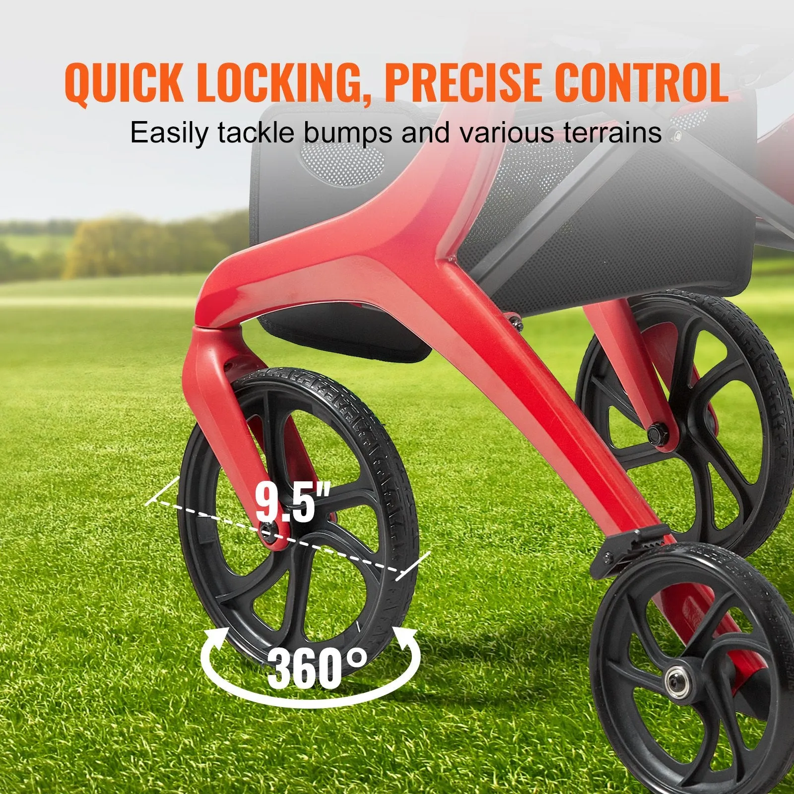 Vevor Rollator Walker Folding 300 lbs. Capacity with 4 Wheels and Storage Bag Aluminum New