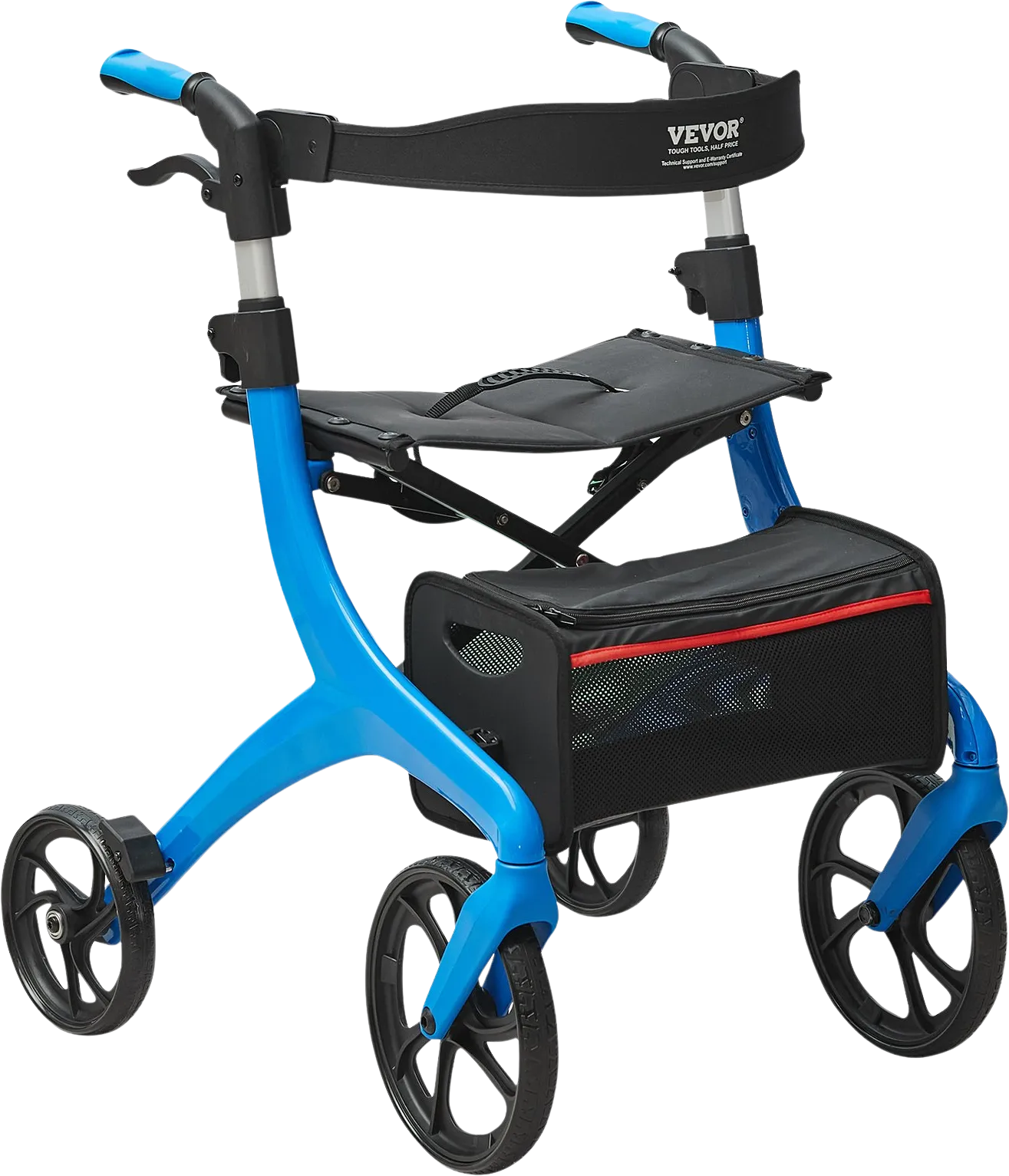 Vevor Rollator Walker Folding 300 lbs. Capacity with 4 Wheels and Storage Bag Aluminum New