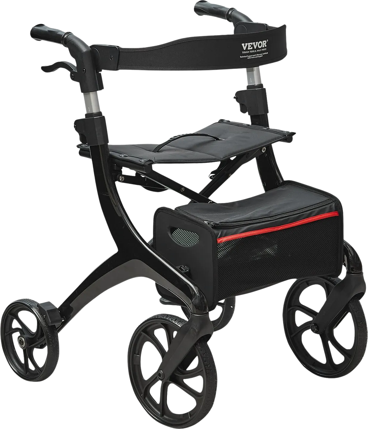 Vevor Rollator Walker Folding 300 lbs. Capacity with 4 Wheels and Storage Bag Aluminum New