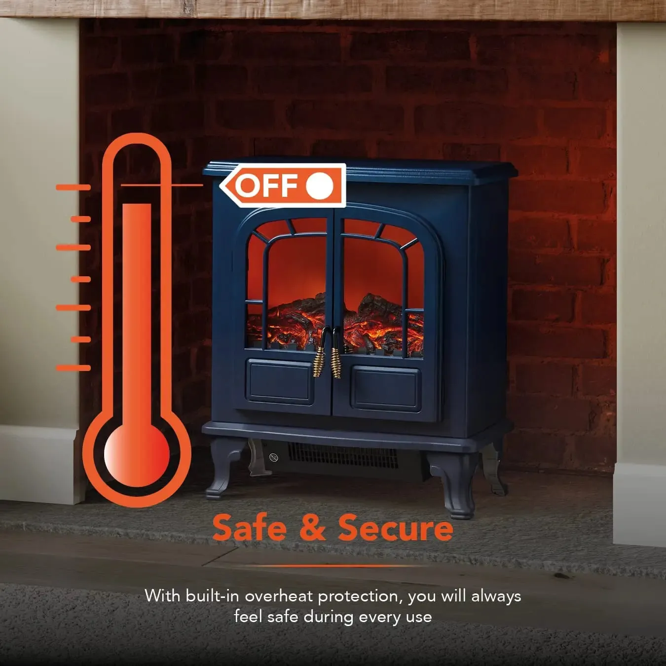 Warmlite 2KW Double Door Portable Electric Fire Stove Heater
