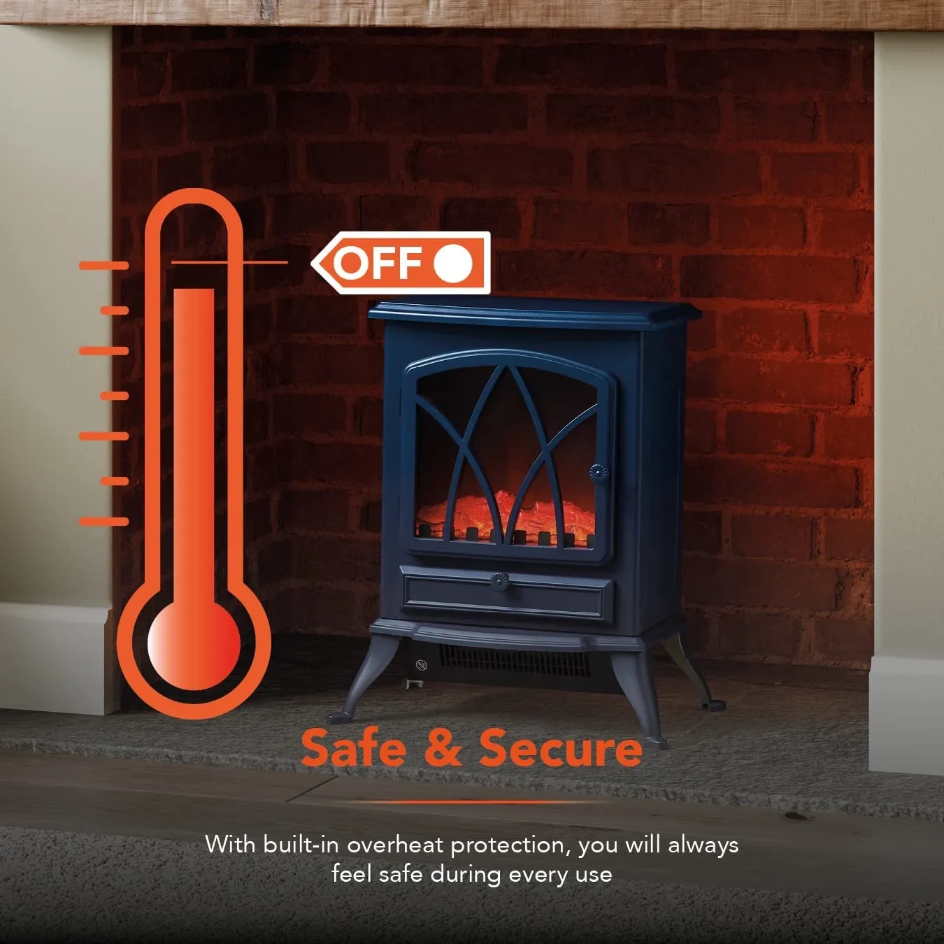 Warmlite 2KW Electric Fireplace Heater Midnight Blue