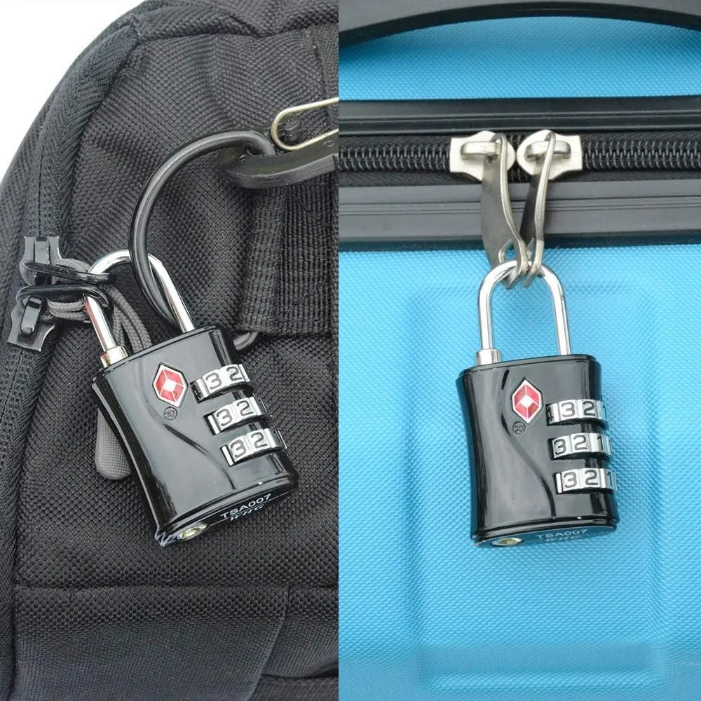 ZHEGE TSA Approved Luggage Locks, 3 Digit Travel Lock with Flexible Cable (80cm) for Suitcases, Backpack, Baggage (Black, 4 Pack)