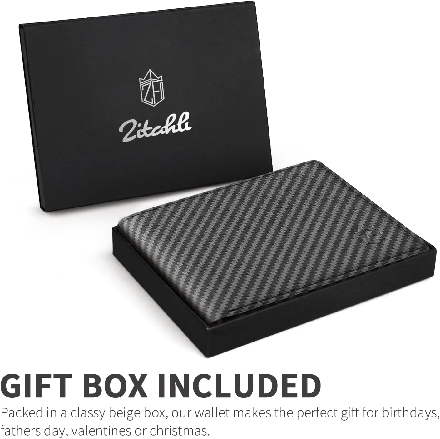 Zitahli Men's Wallets 12 Card Holder Slim Rfid Leather 2 ID Window With Gift Box Men's Accessories