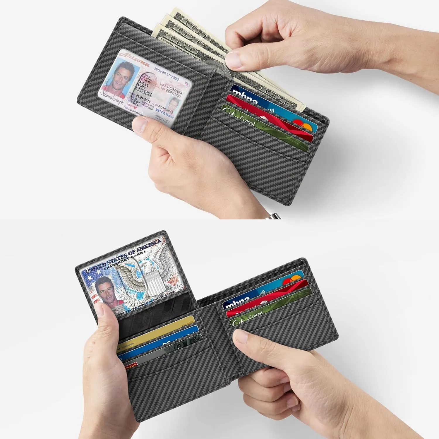 Zitahli Men's Wallets 12 Card Holder Slim Rfid Leather 2 ID Window With Gift Box Men's Accessories