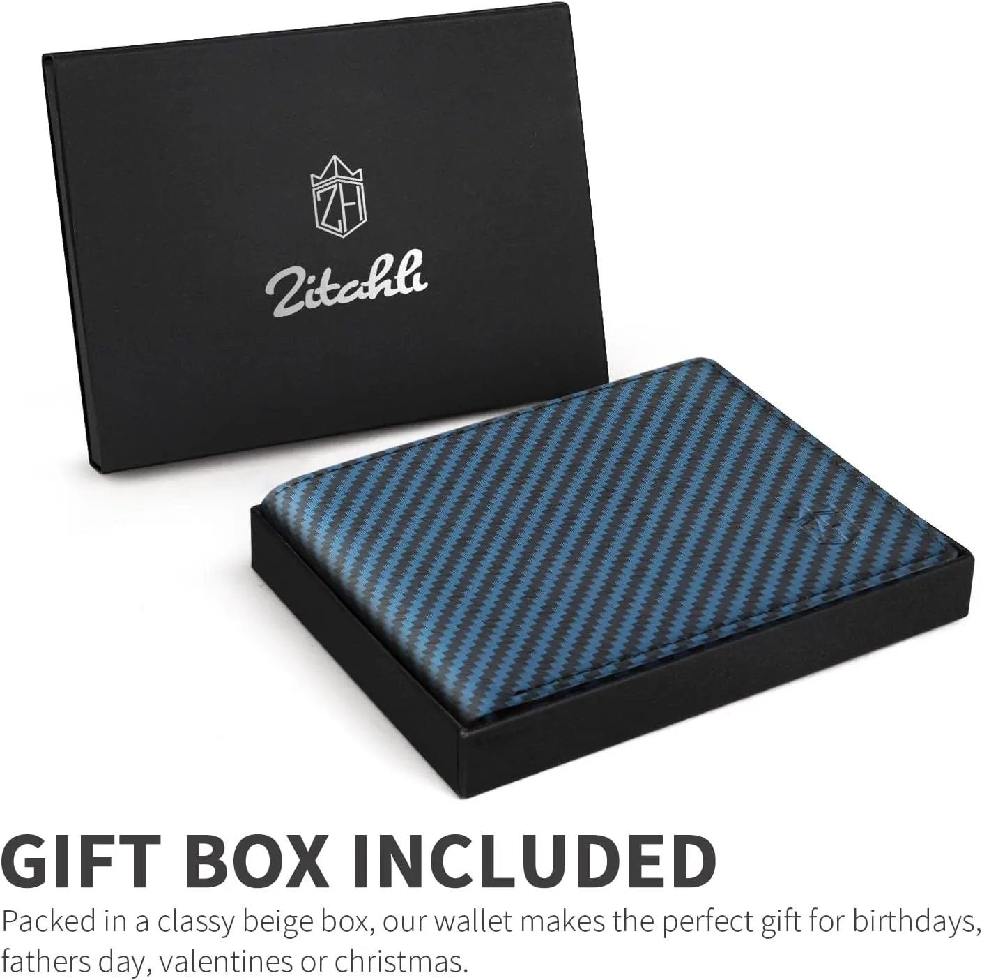 Zitahli Wallet for Men Slim Rfid Leather 2 ID Window With Mens Gifts Box
